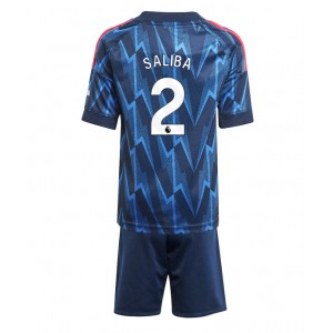 Fotbalové Dres Arsenal William Saliba #2 Dětské Venkovní Oblečení 2025-26 Krátký Rukáv (+ trenýrky)